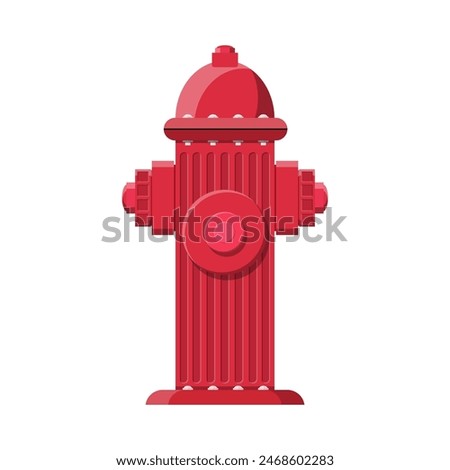 Red fire hydrant. Fire equipment. Vector illustration in flat style