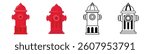 red fire hydrant icon fire fighter hose emergency