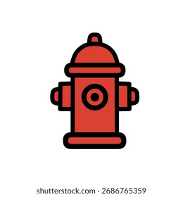 rotes Hydrantensymbol einzeln auf weißem Hintergrund, Sicherheitssymbol für Notfälle