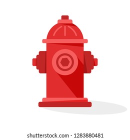 Red fire hydrant icon with shadow. Vector illustration