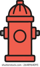 Red Fire Hydrant Icon Vector Illustration for Safety and Emergency Concepts