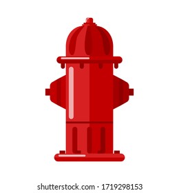 Red fire hydrant isolated in flat style.  Protection symbol. Vector illustration