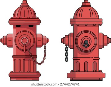 Red fire hydrant isolated on white background vector illustration
