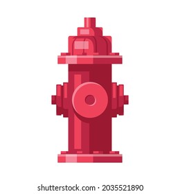 Red fire hydrant on white background cartoon vector illustration