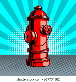 Red fire hydrant pop art style vector illustration. Comic book style imitation