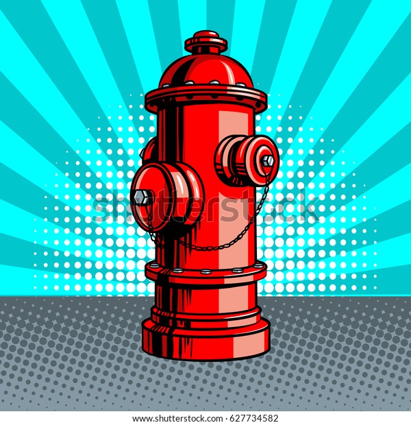 Red fire hydrant pop art style vector\
illustration. Comic book style\
imitation