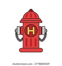 Red fire hydrant safety equipment illustration with emergency equipment infrastructure