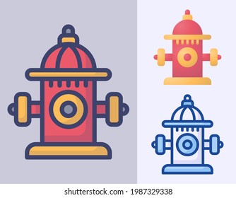 Red fire hydrant vector cartoon icon Illustration