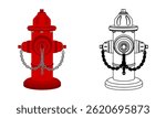 red fire hydrant vector illustration isolated on white background.