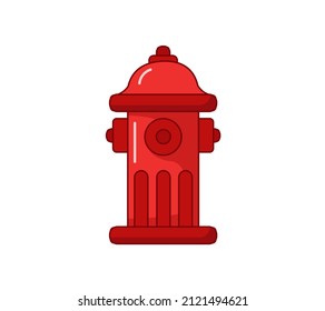 Red fire hydrant. Vector illustration in cartoon childish style. Isolated funny clipart on white background. cute print