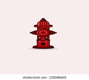 Red fire hydrant. Vector illustration in cartoon childish style. Isolated funny clipart on white background. cute print