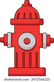 Red Fire Hydrant Vector Illustration 