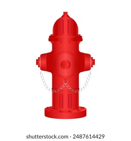 Red Fire Hydrant. Vector Illustration Isolated on White Background.