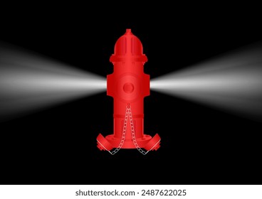 Red Fire Hydrant. Vector Illustration Isolated on Black Background.