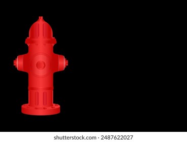 Red Fire Hydrant. Vector Illustration Isolated on Black Background.
