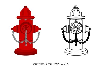 red fire hydrant vector illustration isolated on white background.