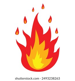 Red fire icon. Can be used as stickers, symbols for UI or UX design, emoticon, and your favorite decorations.