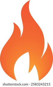 Red fire icon isolated on white background