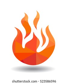 Red Fire icon isolated on white background
