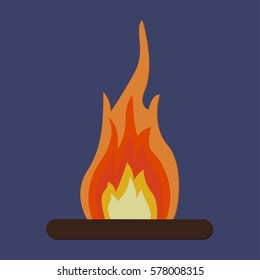 Red Fire icon isolated on background flat blazing flame sign. Business, internet concept - vector
