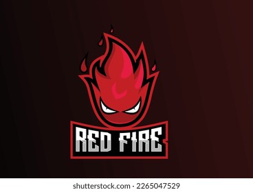 mascota de juegos con logotipo de incendio rojo