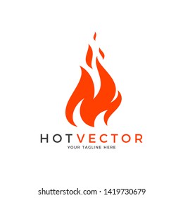 Red fire. Logo. Isolated fire on white background