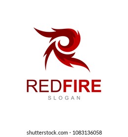 Red Fire Logo, Letter R With Fire Style In Red Color, Logo Template Ready For Use