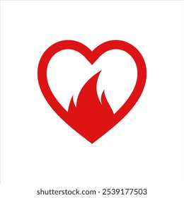 red fire love vector logo template