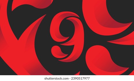 RED FIRE NINE NUMBER LOOK WITH THE BLACK BACKGROUND