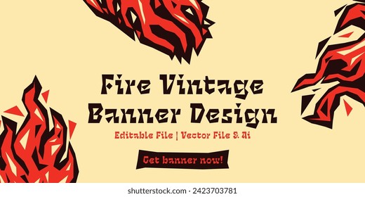 Red fire, old school flame elements, isolated vector illustration