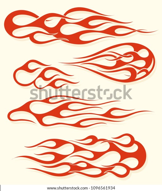 赤い火 古い学校の炎エレメントセット 分離型ベクターイラスト のベクター画像素材 ロイヤリティフリー