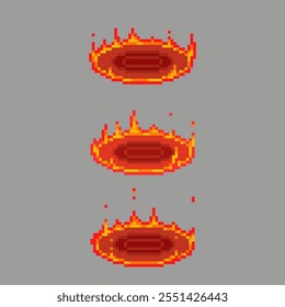 Red fire ring, pixel art flames