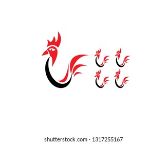 Red fire rooster,chicken,cock,Abstract vector illustration,logo, icon.-Vector
