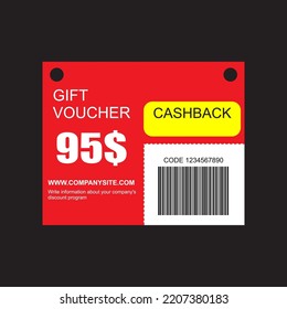 Red fire set of coupon promotion sale for website, internet ads, social media or coupon. Cashback coupon discount 95$. Coupon discount with vector illustration