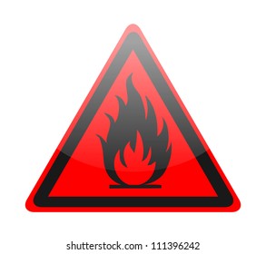 Red fire sign on white