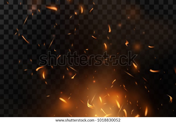 赤い火のスパークのベクター画像が飛び上がります 輝くパーティクルを燃やす 暗い夜の空に火花を散らす炎 Firestormのテクスチャー 黒い透明な背景 に のベクター画像素材 ロイヤリティフリー