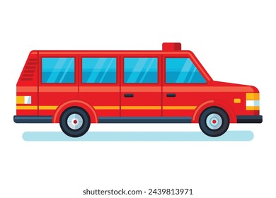 Camión de bomberos rojo, ilustración vectorial plana clara
