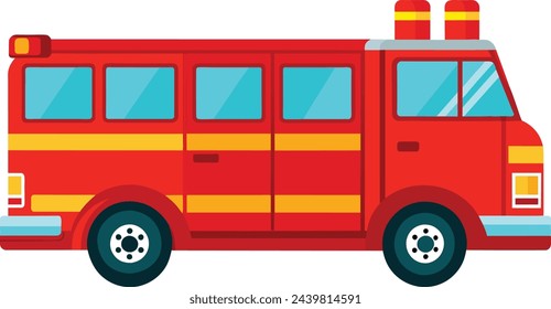 Red fire truck, clear flat vector illustration artwork