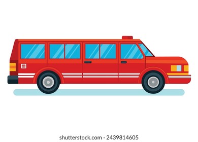 Red fire truck, clear flat vector illustration artwork