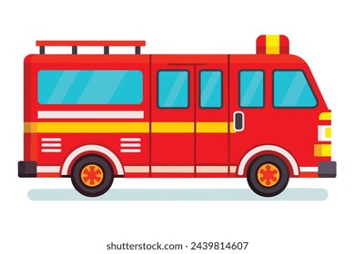 Red fire truck, clear flat vector illustration artwork