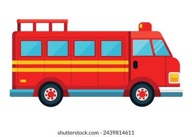 Red fire truck, clear flat vector illustration artwork