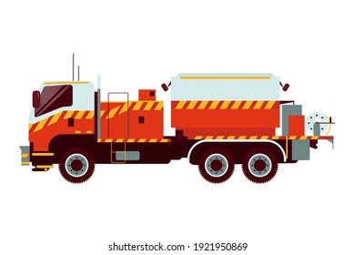 Red Fire Truck Emergency Vehicle. Modern Flat Style Vector Illustration. Social Media Template.