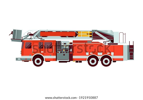 Red Fire Truck\
Emergency Vehicle. Modern Flat Style Vector Illustration. Social\
Media Template.