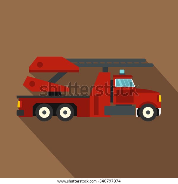 Red fire truck\
icon. Flat illustration of red fire truck vector icon for web\
isolated on coffee\
background