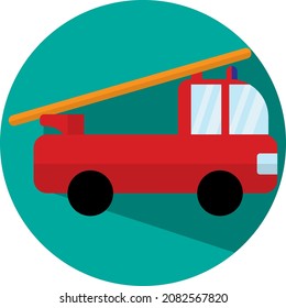 Red fire truck, illustration, vector, on a white background.