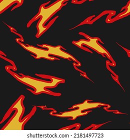 Red Fire Vector Cartoon. Old school seamless pattern.