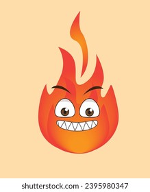 red fire vector with face, cartoon style