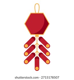 Icono petardo rojo para la celebración del Año Nuevo Lunar, ícono mínimo de linterna petardo que representa el Año Nuevo Lunar y el Año Nuevo Chino. Concepto de suerte, prosperidad, protección y tradición festiva