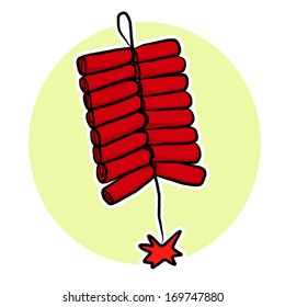 red firecrackers / cartoon vector and illustration, isolated on white background.