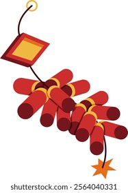 Red firecrackers illustration, symbolizing joyous celebrations and festivities, ideal for website, application, printing, document, poster design, etc.